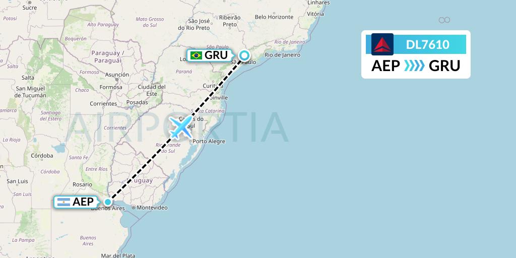 DL7610 Delta Air Lines Flight Map: Buenos Aires to Sao Paulo