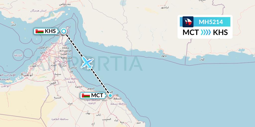 MH5214 Malaysia Airlines Flight Map: Muscat to Khasab