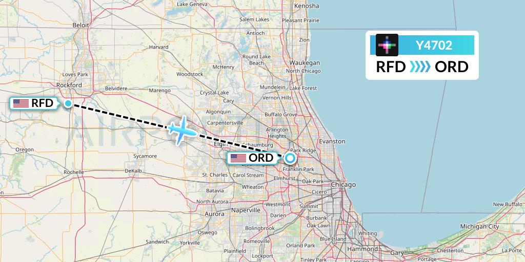 Y4702 Volaris Flight Map: Chicago to Chicago