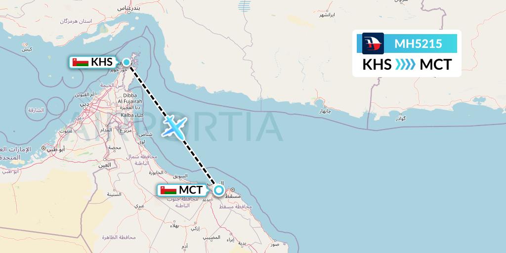 MH5215 Malaysia Airlines Flight Map: Khasab to Muscat