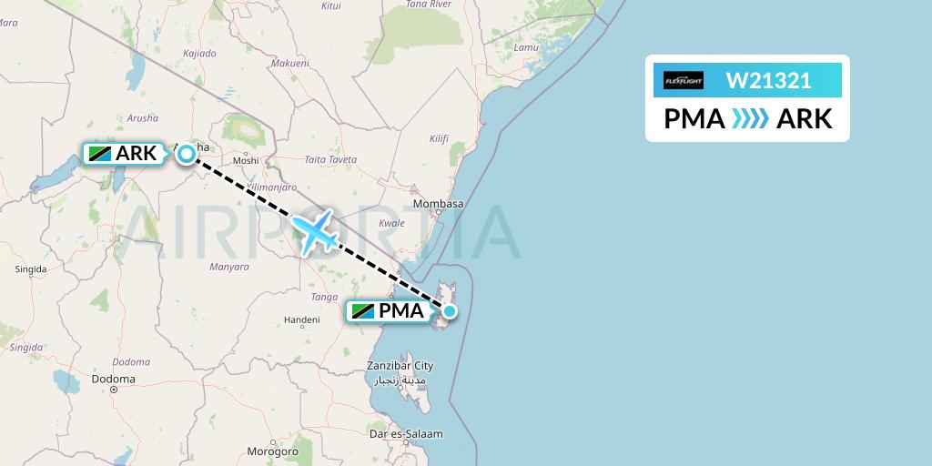 W21321 Flex Flight Flight Map: Chake to Arusha