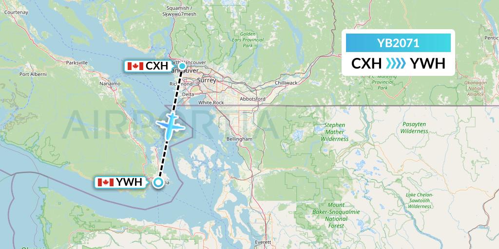 YB2071 Harbour Air Seaplanes Flight Map: Vancouver to Victoria