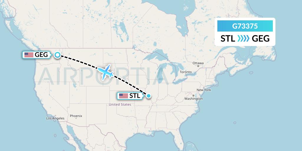 G73375 GoJet Flight Map: St. Louis to Spokane