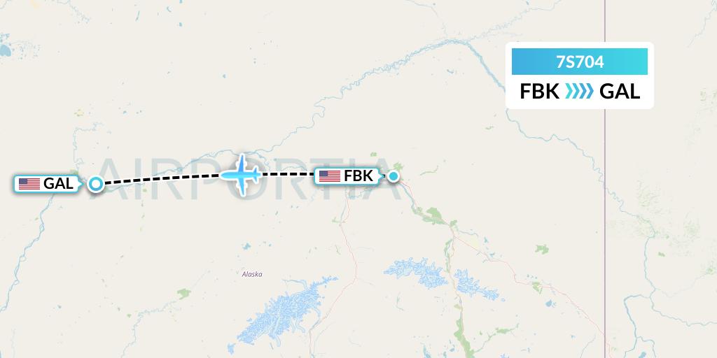 7S704 Ryan Air (USA) Flight Map: Fairbanks-Ft Wainwright to Galena