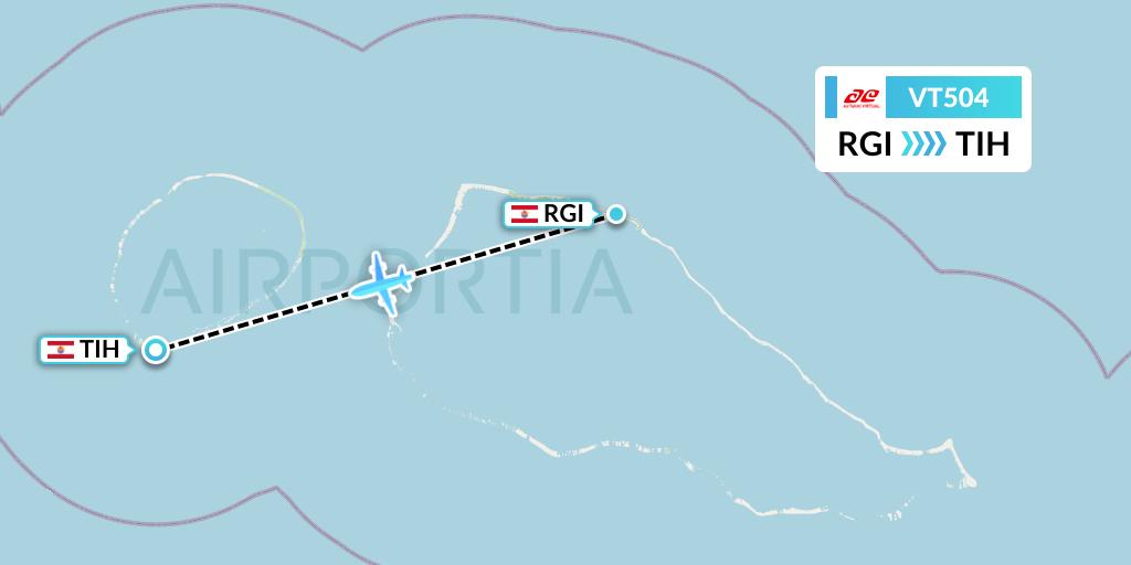 VT504 Air Tahiti Flight Map: Rangiroa to Tikehau