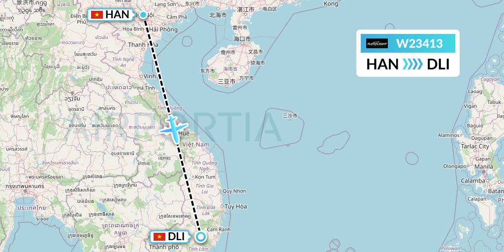W23413 Flex Flight Flight Map: Hanoi to Da Lat