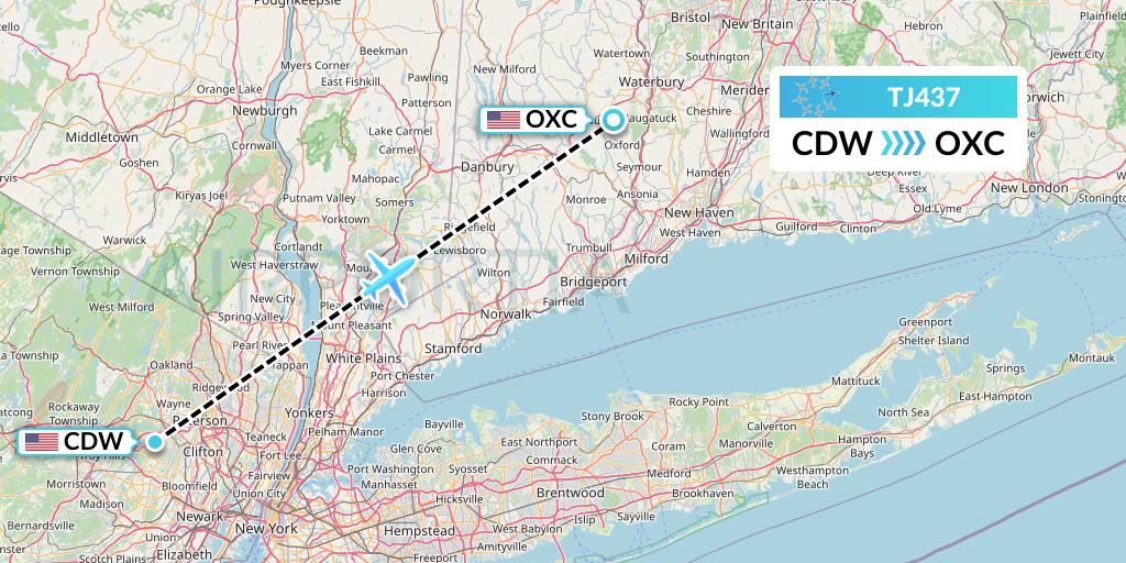 TJ437 Tradewind Aviation Flight Map: Caldwell to Oxford