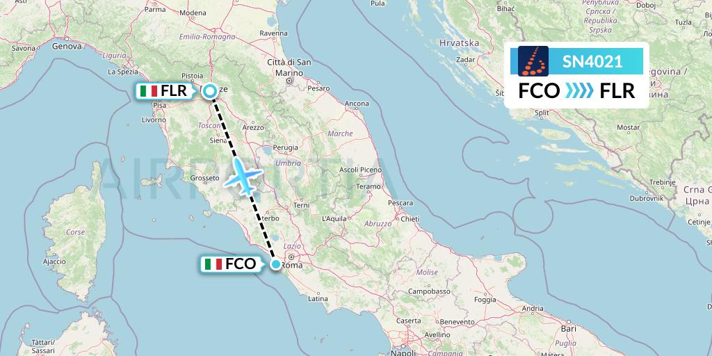 SN4021 Brussels Airlines Flight Map: Rome to Florence