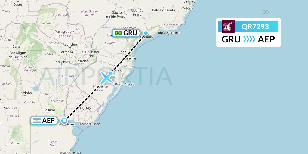 QR7293 Qatar Airways Flight Map: Sao Paulo to Buenos Aires
