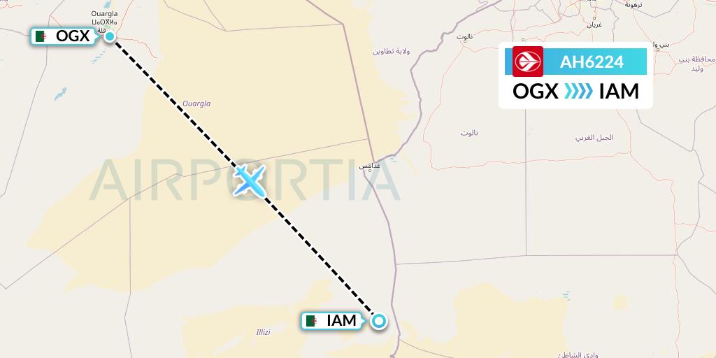 AH6224 Air Algerie Flight Map: Ouargla to Amenas