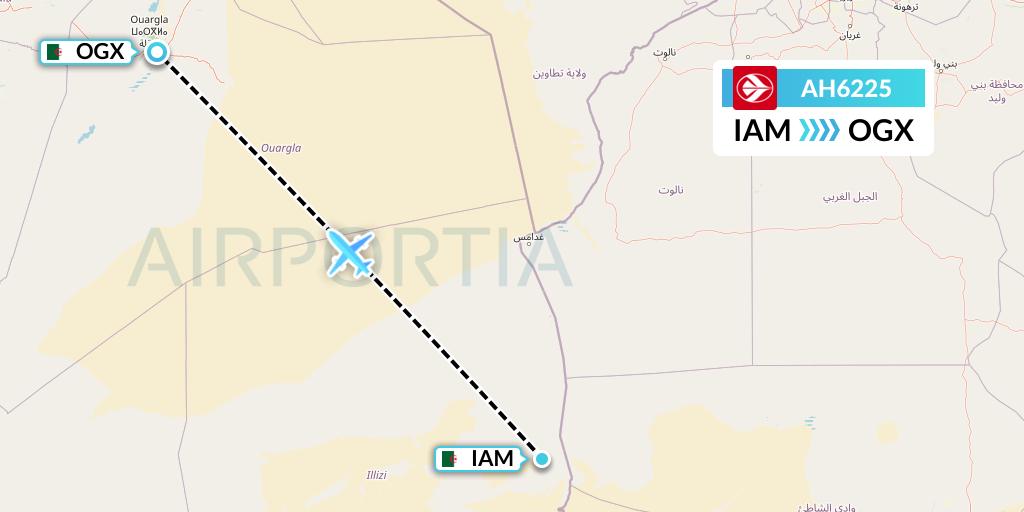 AH6225 Air Algerie Flight Map: Amenas to Ouargla