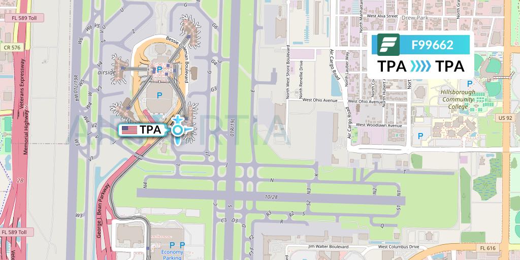 F99662 Frontier Airlines Flight Map: Tampa to Tampa