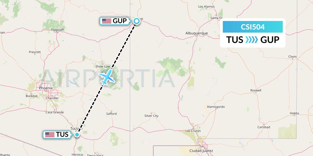 CSI504 Csi Aviation Flight Map: Tucson to Gallup