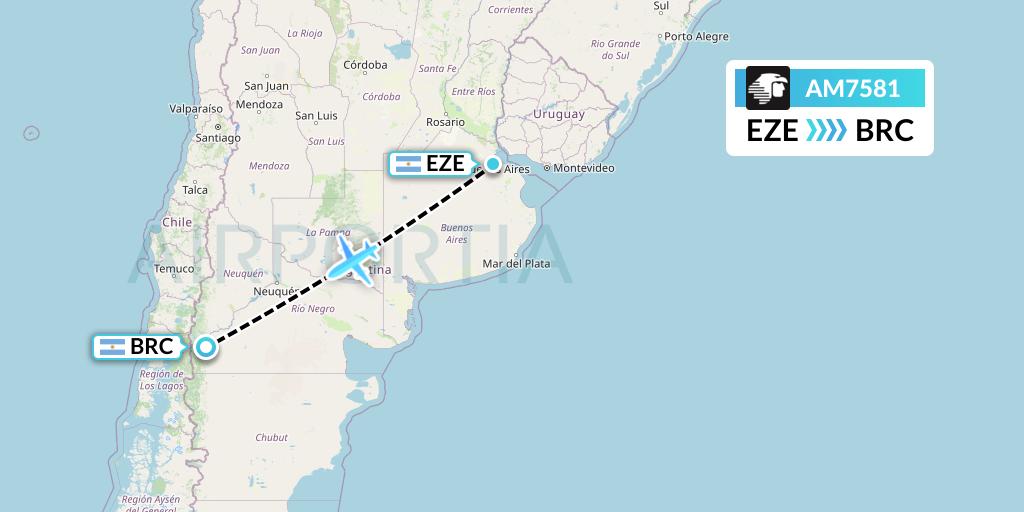 AM7581 Aeromexico Flight Map: Buenos Aires to San Carlos de Bariloche