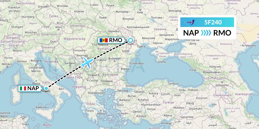 5F240 Fly One Flight Map: Naples to Chisinau
