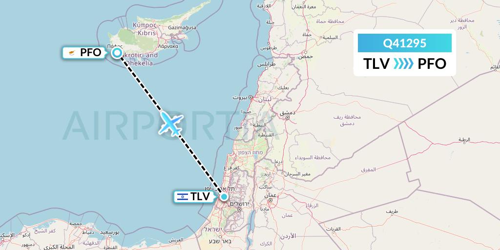 Q41295 Euroairlines Flight Map: Tel Aviv to Pafos