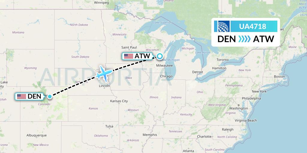 UA4718 United Airlines Flight Map: Denver to Appleton