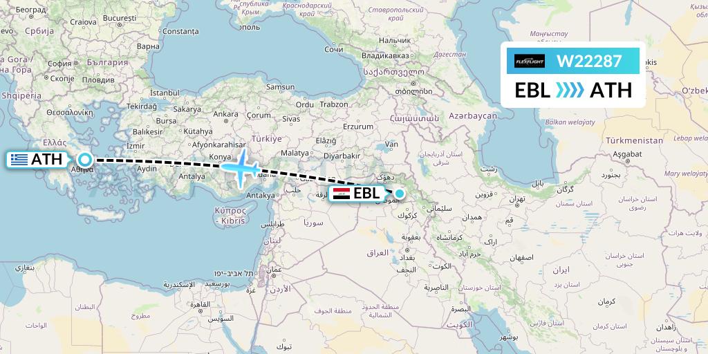 W22287 Flex Flight Flight Map: Arbil to Athens