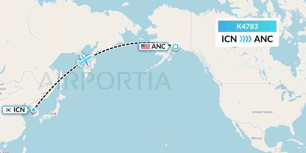 K4783 Kalitta Air Flight Map: Seoul to Anchorage