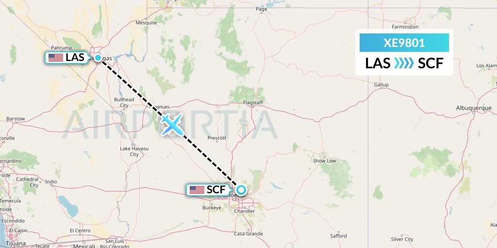 XE9801 Jsx Flight Map: Las Vegas to Scottsdale