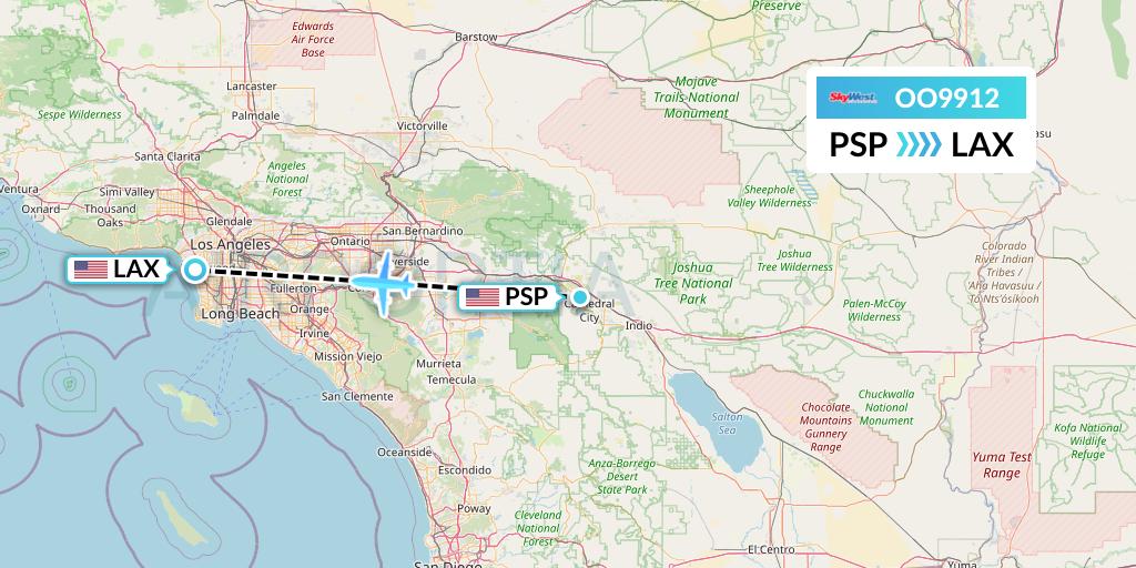 OO9912 SkyWest Airlines Flight Map: Palm Springs to Los Angeles