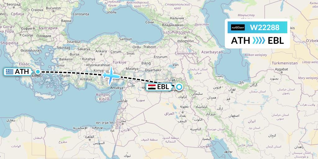 W22288 Flex Flight Flight Map: Athens to Arbil