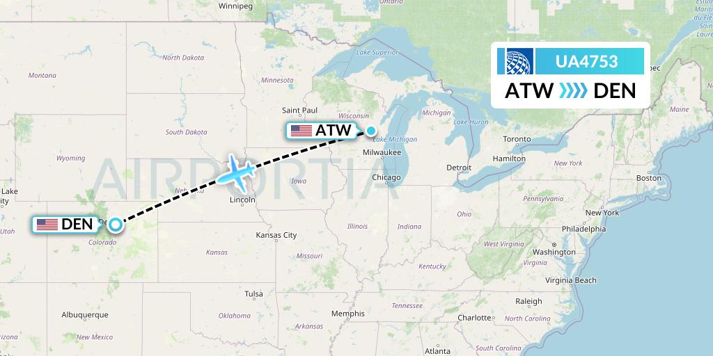 UA4753 United Airlines Flight Map: Appleton to Denver