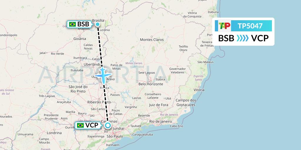 TP5047 TAP Portugal Flight Map: Brasilia to Campinas