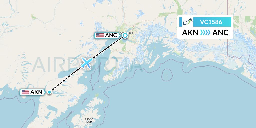 VC1586 ViaAir Flight Map: King Salmon to Anchorage