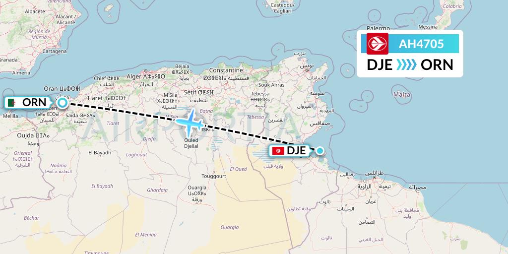 AH4705 Air Algerie Flight Map: Djerba to Oran