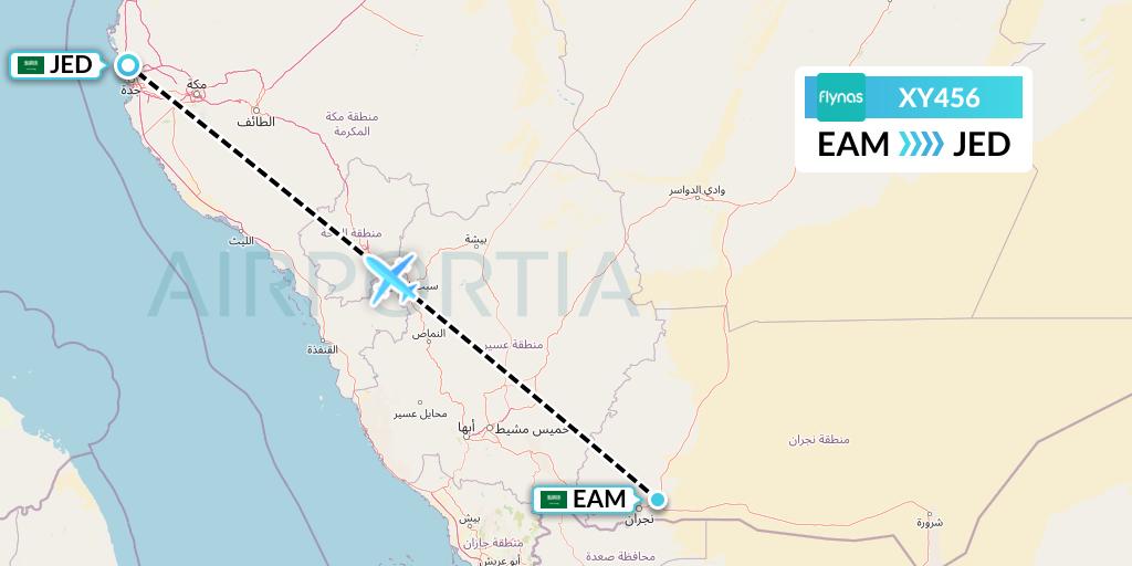XY456 Flynas Flight Map: Najran to Jeddah