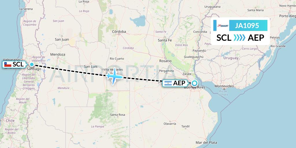 JA1095 JetSMART Flight Map: Santiago to Buenos Aires