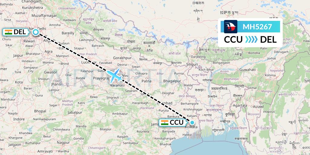 MH5267 Malaysia Airlines Flight Map: Kolkata to Delhi