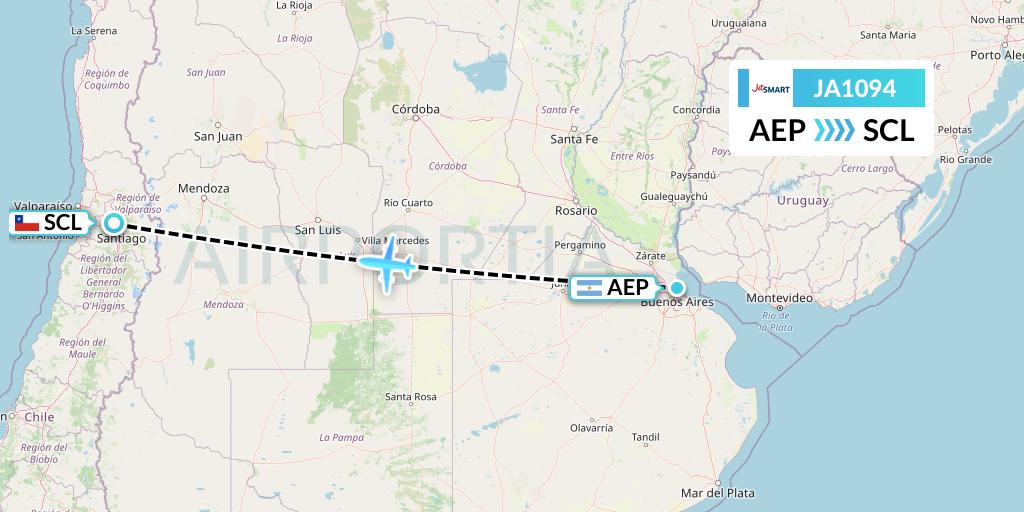 JA1094 JetSMART Flight Map: Buenos Aires to Santiago