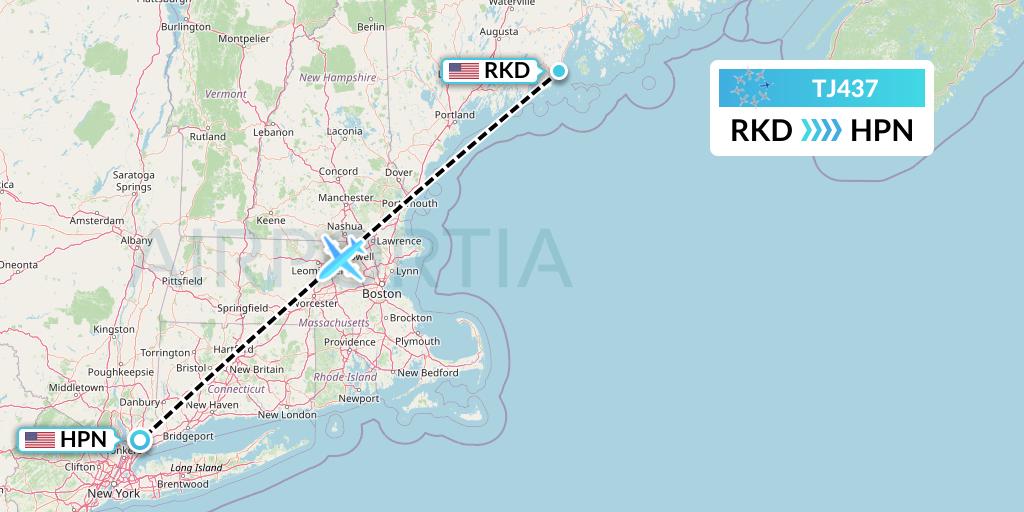 TJ437 Tradewind Aviation Flight Map: Rockland to White Plains