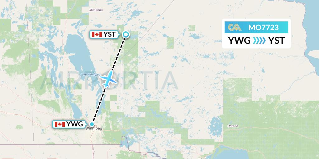 MO7723 Calm Air Flight Map: Winnipeg to St. Theresa Point