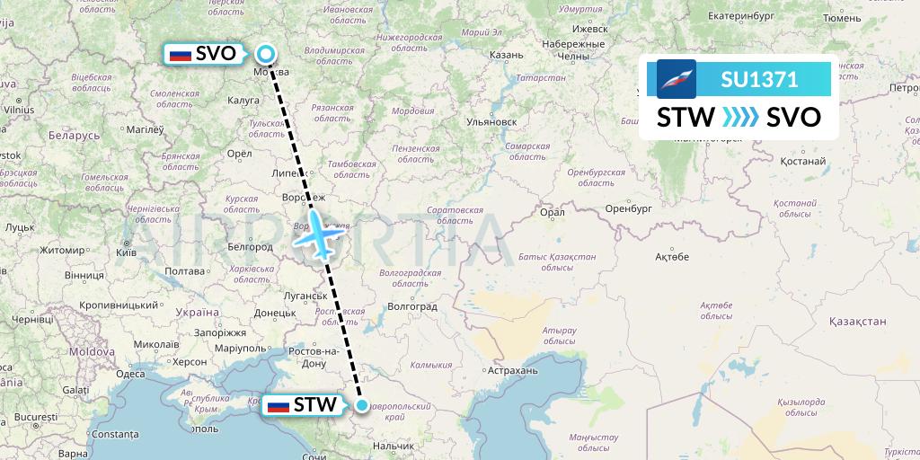 SU1371 Aeroflot Flight Map: Stavropol to Moscow
