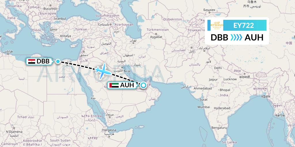 EY722 Etihad Airways Flight Map: El Alamein to Abu Dhabi
