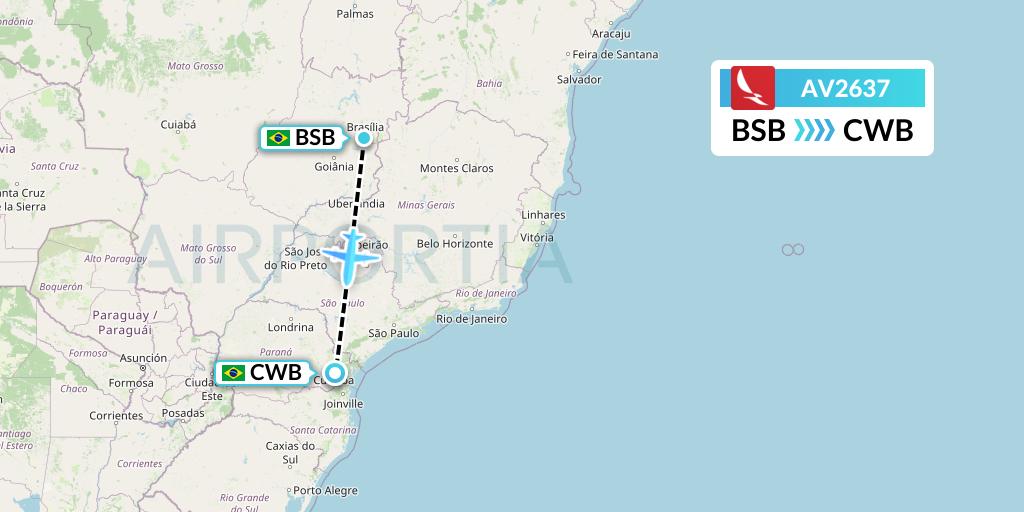 AV2637 Avianca Flight Map: Brasilia to Curitiba