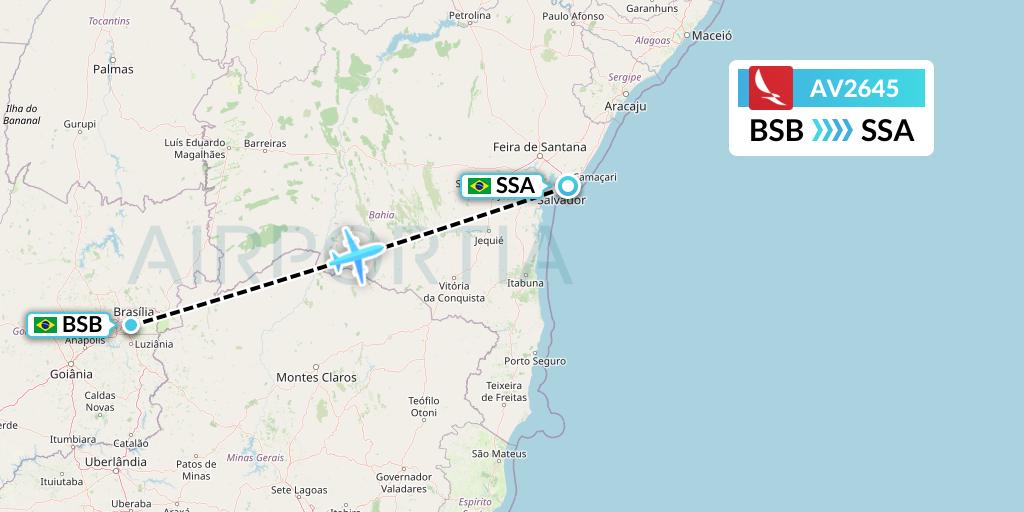 AV2645 Avianca Flight Map: Brasilia to Salvador