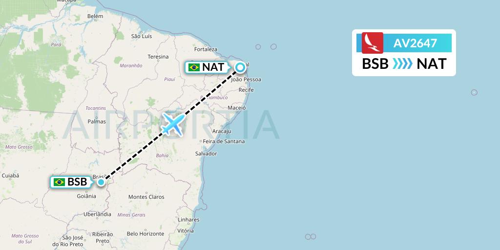 AV2647 Avianca Flight Map: Brasilia to Natal