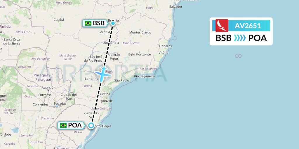 AV2651 Avianca Flight Map: Brasilia to Porto Alegre