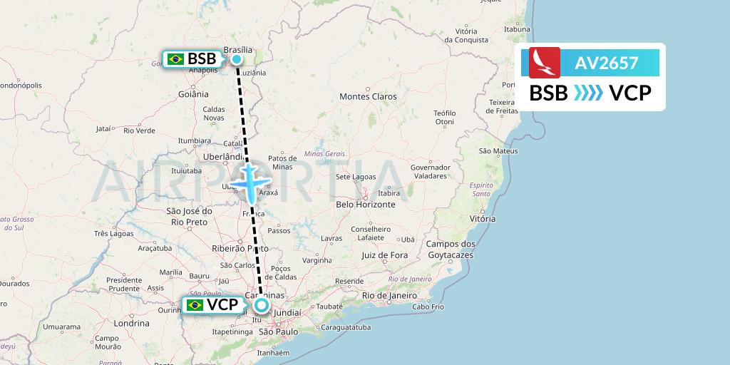 AV2657 Avianca Flight Map: Brasilia to Campinas