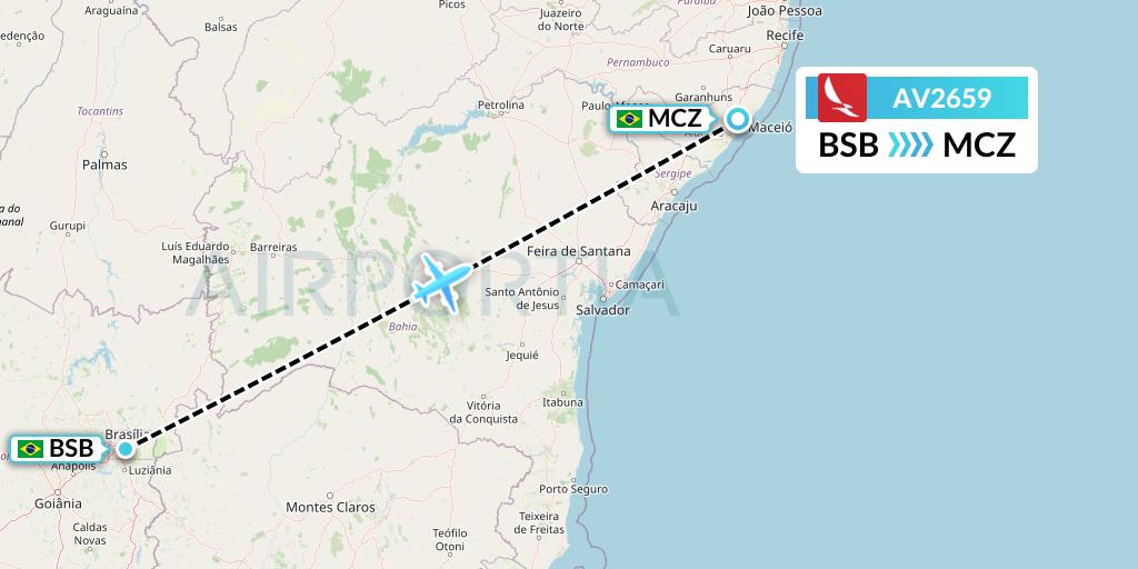 AV2659 Avianca Flight Map: Brasilia to Maceio