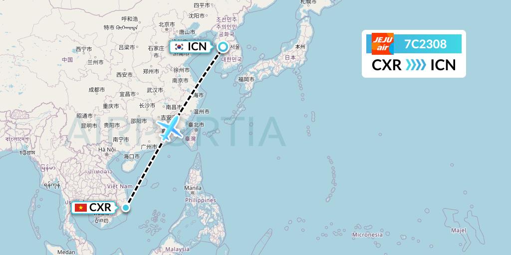 7C2308 Jeju Air Flight Map: Nha Trang to Seoul