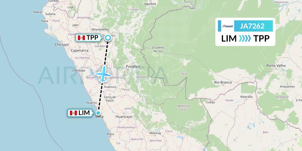 JA7262 JetSMART Flight Map: Lima to Tarapoto