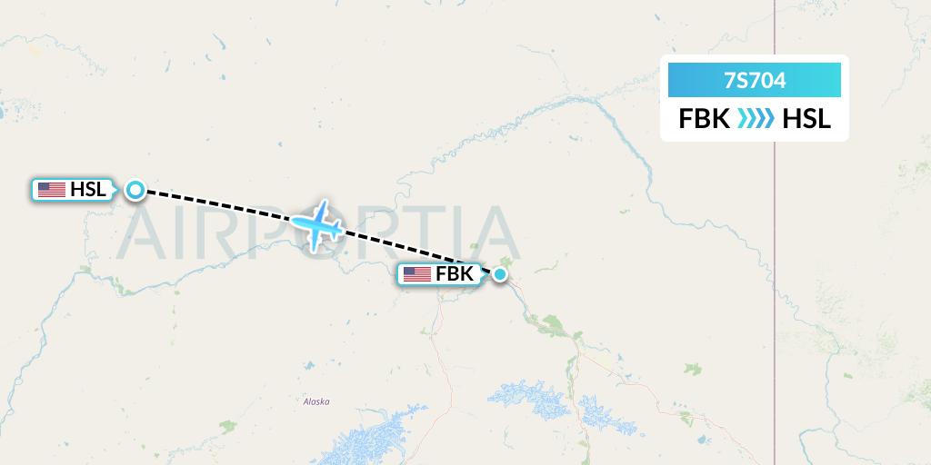 7S704 Ryan Air (USA) Flight Map: Fairbanks-Ft Wainwright to Huslia