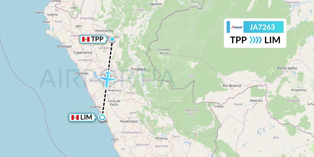 JA7263 JetSMART Flight Map: Tarapoto to Lima