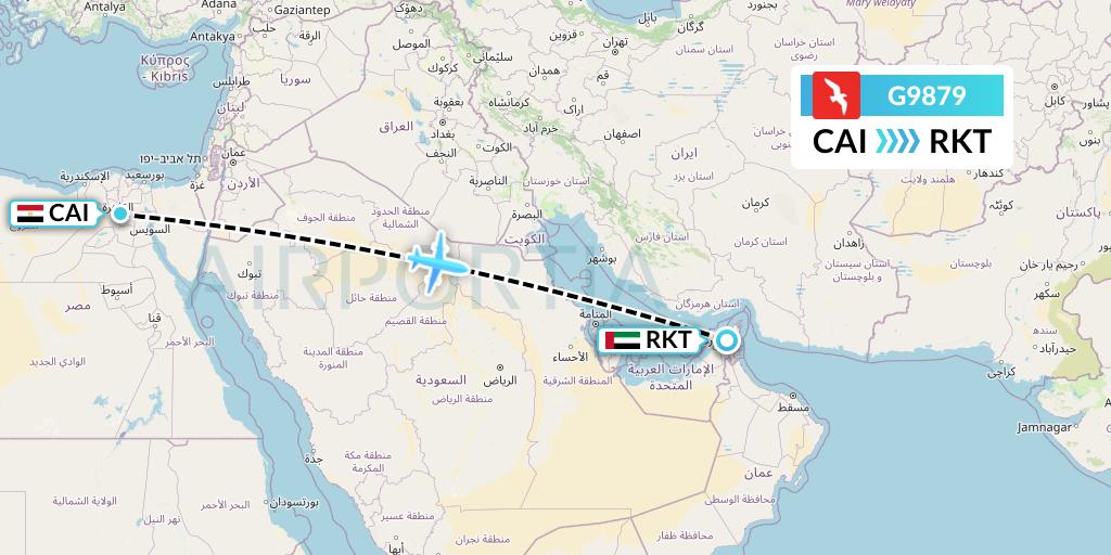 G9879 Air Arabia Flight Map: Cairo to Ra'sal-Khaymah