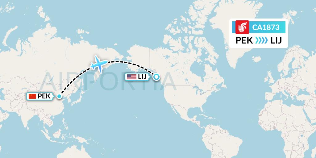 CA1873 Air China Flight Map: Beijing to Long Island